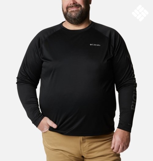 Men's Columbia Fork Stream Long Sleeve Sweatshirts Black | Plus Size CA-NC168